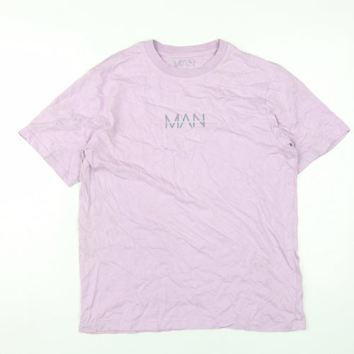 BoohooMAN Men's Purple Crew Neck T-Shirt, Size M