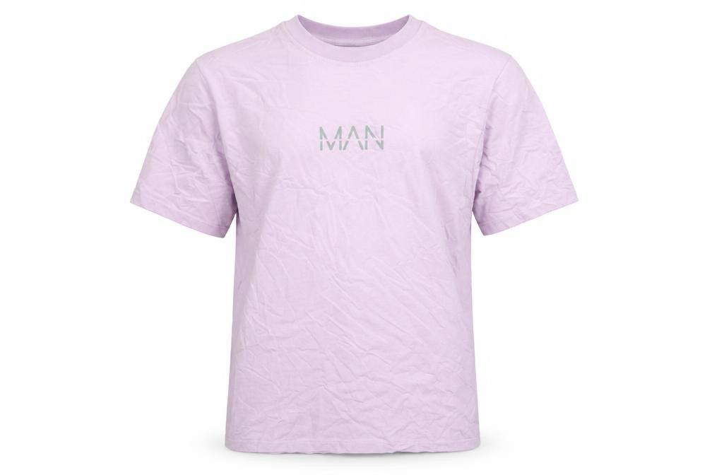 BoohooMAN Men's Purple Crew Neck T-Shirt, Size M