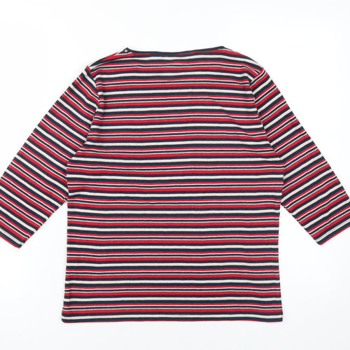 TIGI Women's Multicoloured Striped T-Shirt, M, Crew Neck