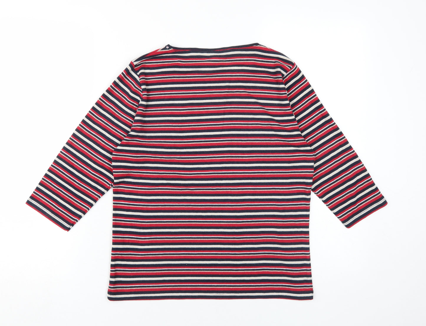 TIGI Women's Multicoloured Striped T-Shirt, M, Crew Neck