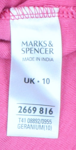 Marks and Spencer Women's Pink Size 10 Basic T-Shirt