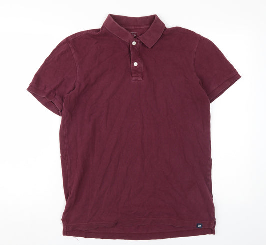 Gap Men's Purple Polo Shirt M Cotton Solid