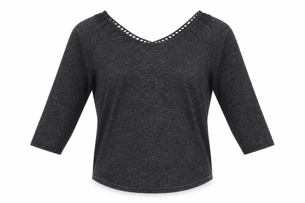 Front view of Ginger G Women's Black Crochet Blouse, size S