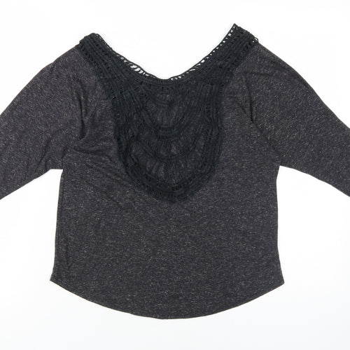 Ginger G Women's Black Crochet Blouse, Size S