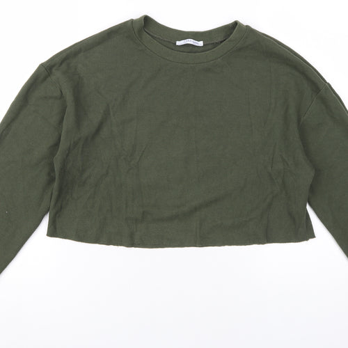 Zara Women's Green Pullover Sweatshirt Size 10