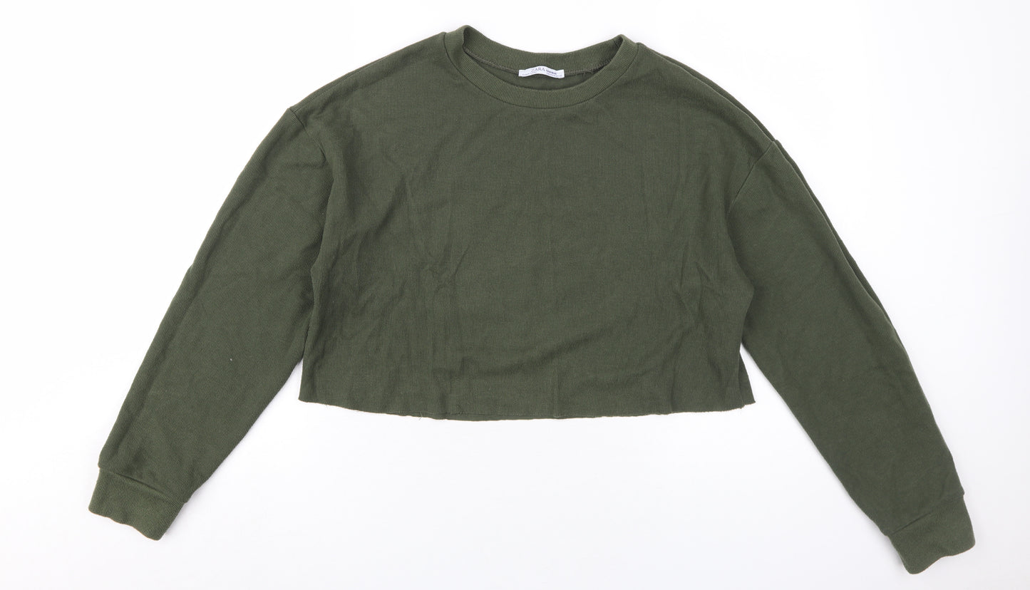 Zara Women's Green Pullover Sweatshirt Size 10