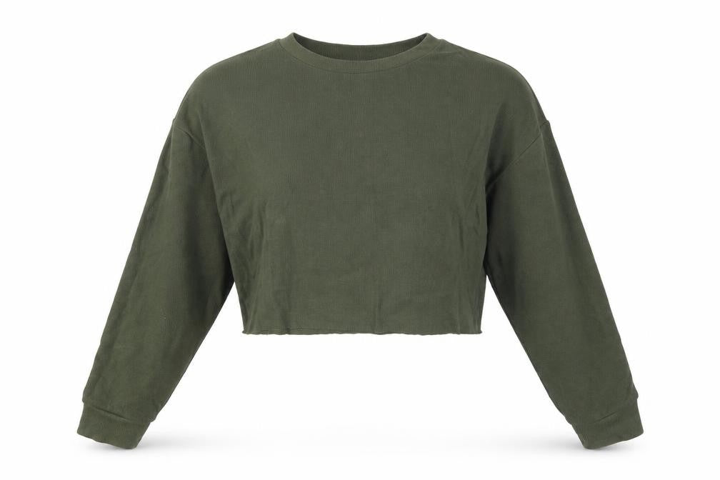 Front view of Zara Women's Green Pullover Sweatshirt, size 10