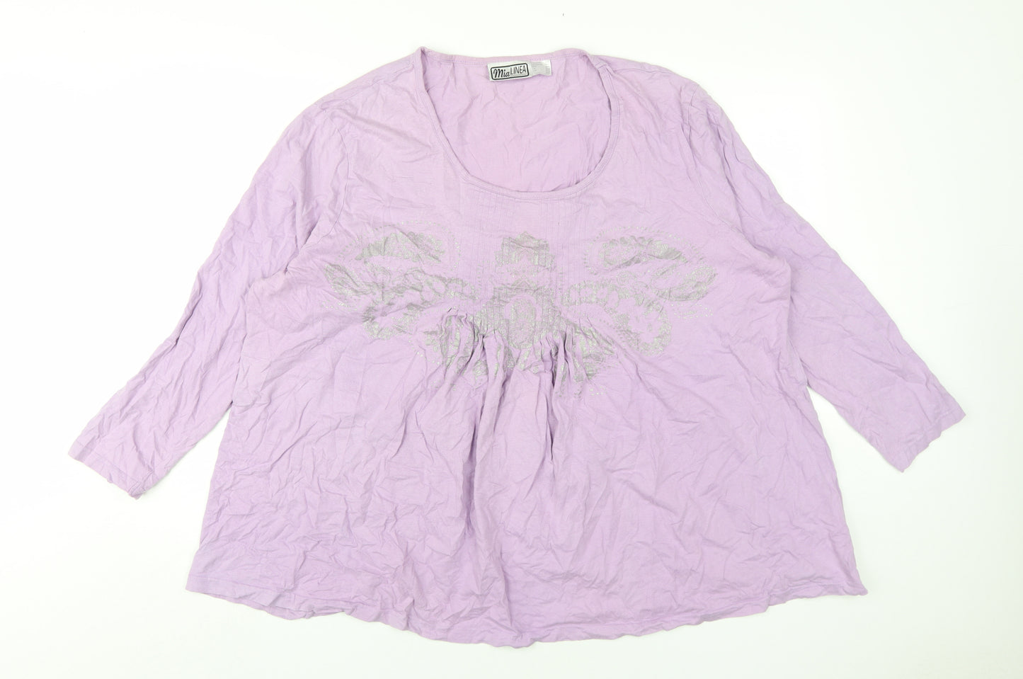 Mia Linea Women's Plus Purple 3/4 Sleeve T-Shirt Size 26/28