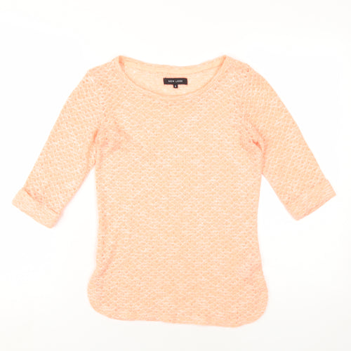New Look Women's Pink 3/4 Sleeve Basic T-Shirt, Size 10