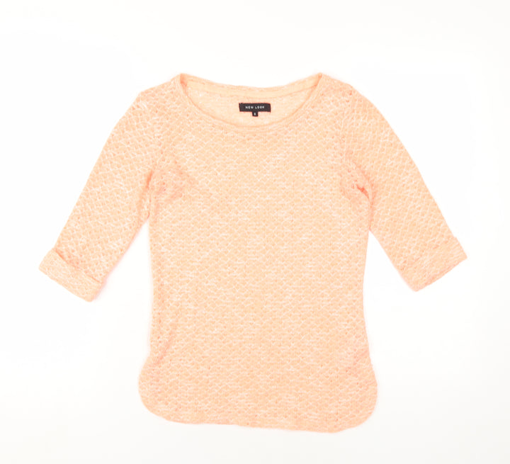 New Look Women's Pink 3/4 Sleeve Basic T-Shirt, Size 10