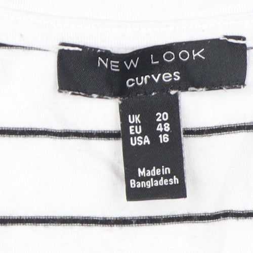 New Look Women White Striped Plus Size T-Shirt