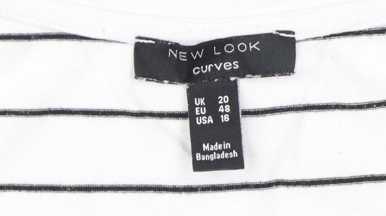 New Look Women White Striped Plus Size T-Shirt