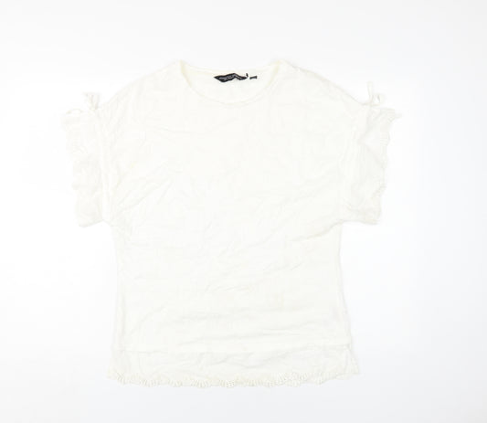 Dorothy Perkins Women's White Cotton Short Sleeve T-Shirt