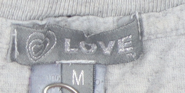 Love Unisex Grey M Casual Cotton T-Shirt