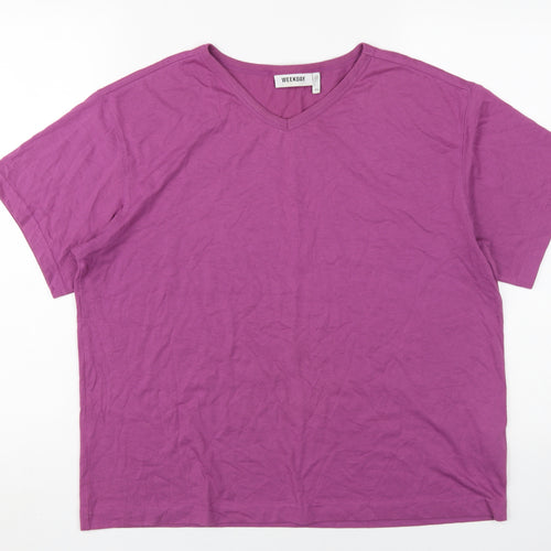 Weekday Purple XS V-Neck T-Shirt for Unisex Adults