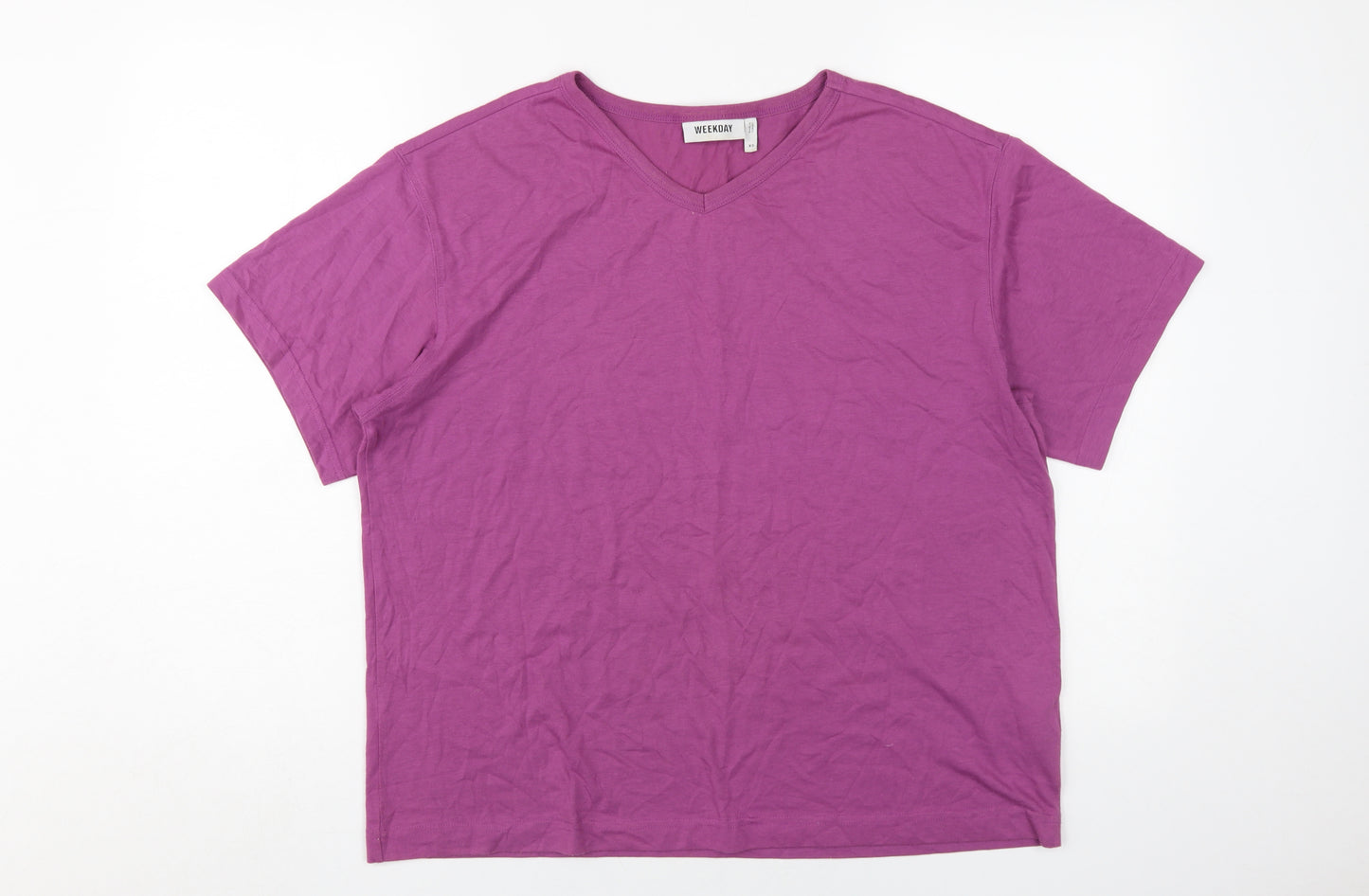 Weekday Purple XS V-Neck T-Shirt for Unisex Adults