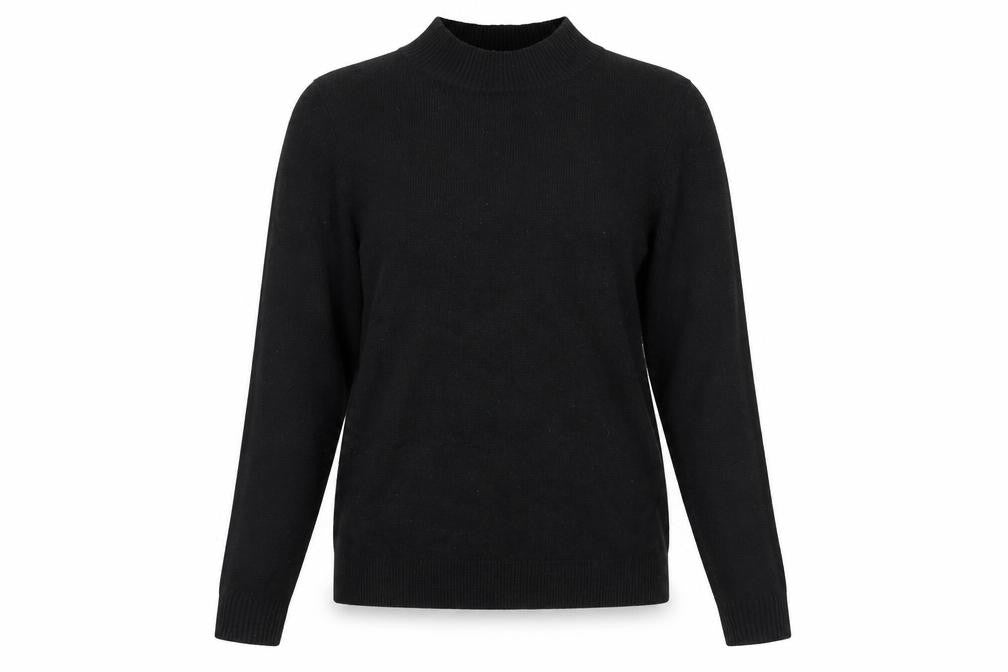 Front view of Collusion Women's Black High Neck jumper UK 10