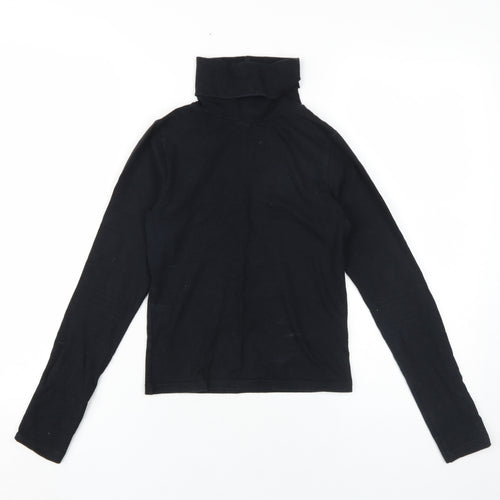 American Apparel Women's Black Roll Neck Basic Top S
