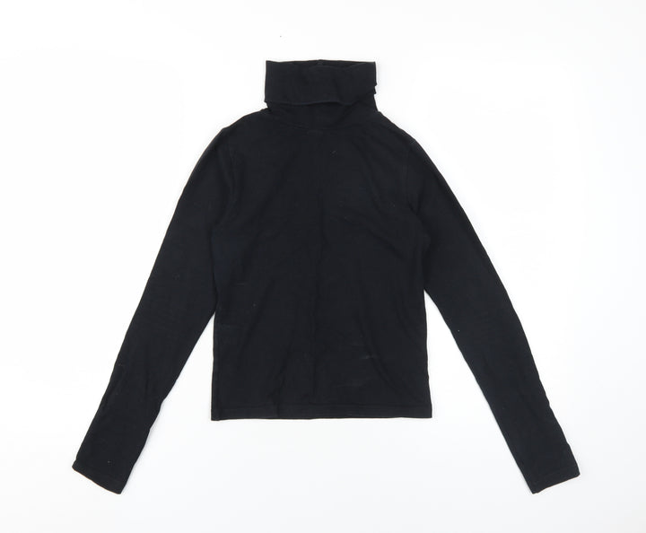 American Apparel Women's Black Roll Neck Basic Top S
