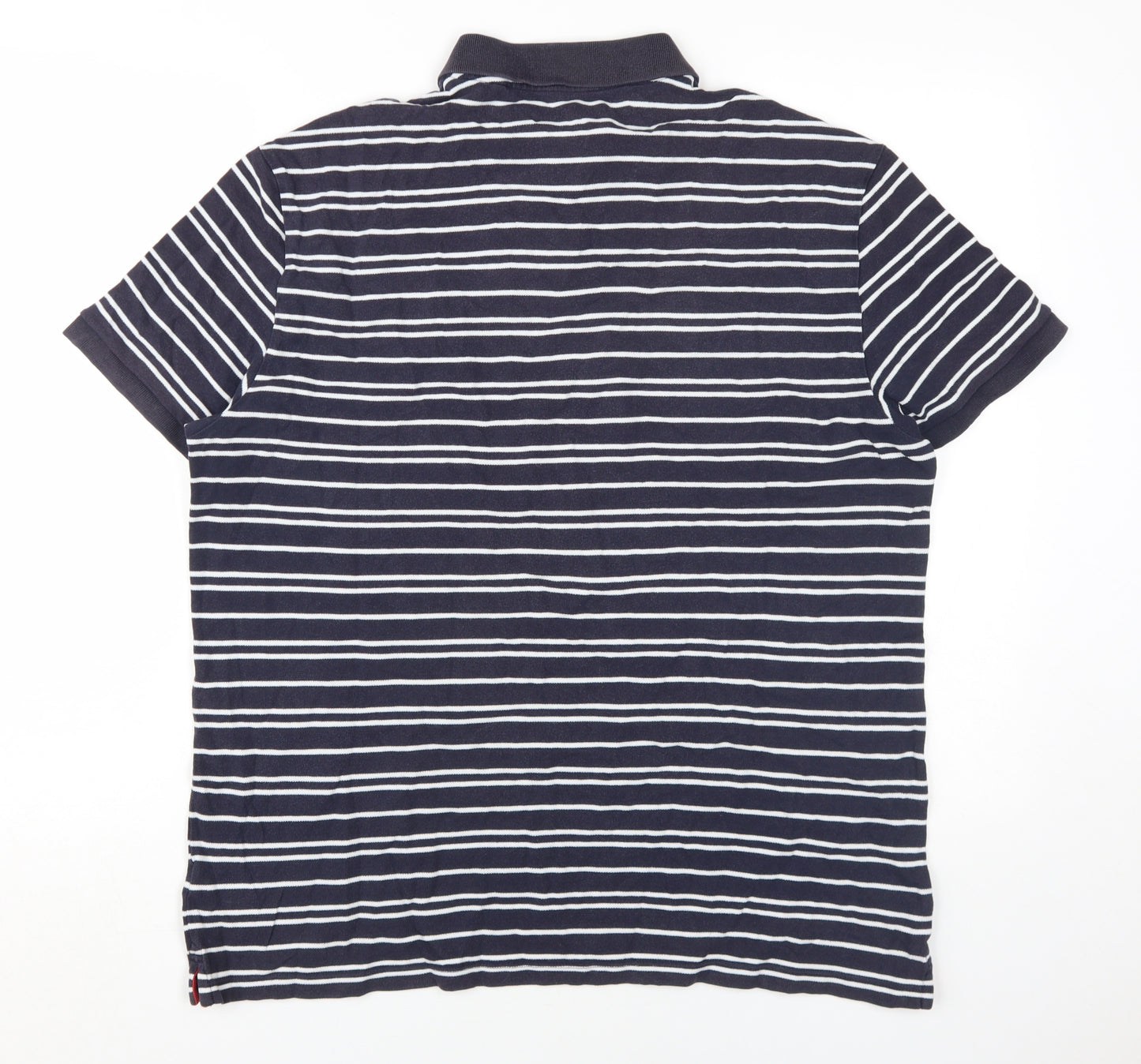 Next Men's XL Black Striped Polo Shirt, Collared, Logo