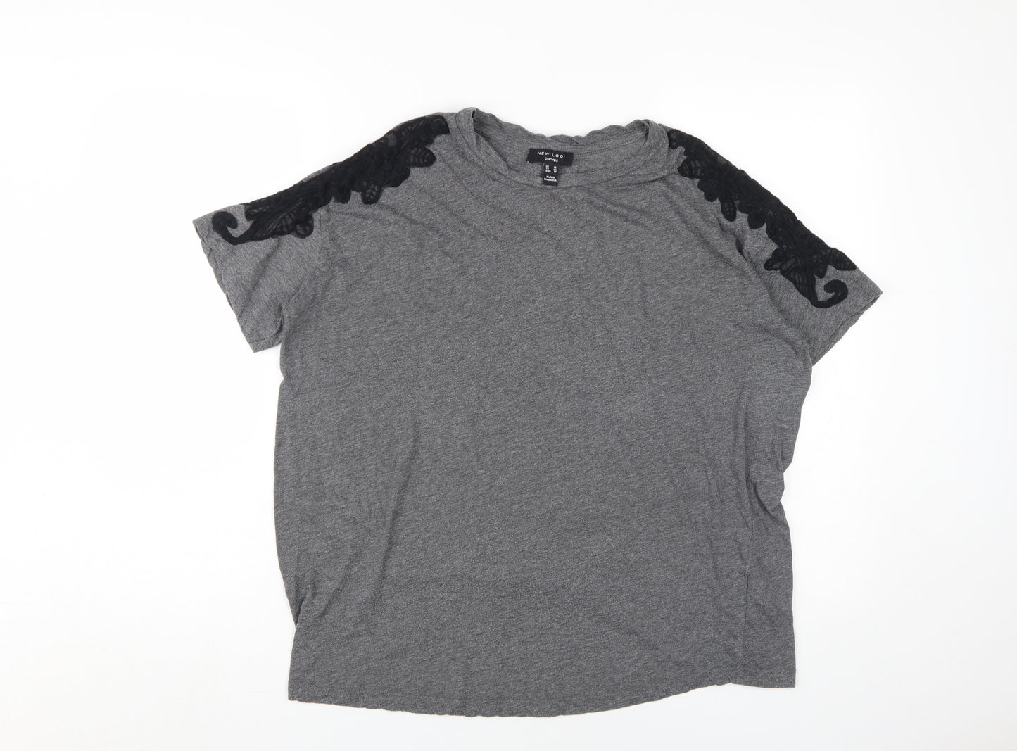 New Look Womens Grey Lace Accent Plus T-Shirt