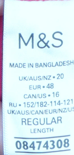 Marks and Spencer Women's Pink T-Shirt Dress, Size 20