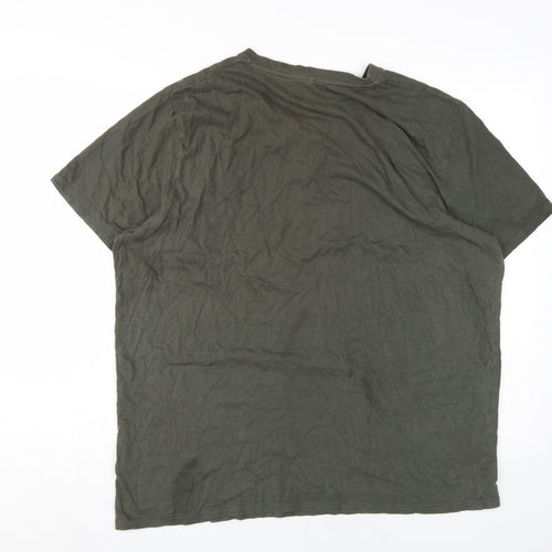 Marks and Spencer Men’s Green Henley T-Shirt, XL, Cotton