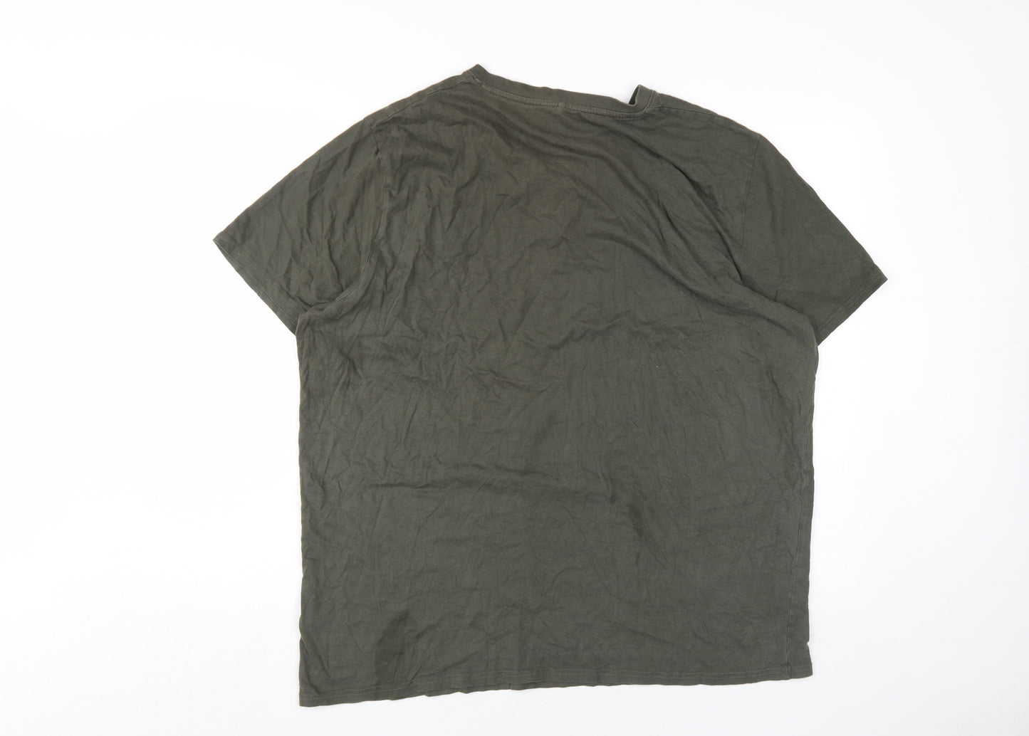 Marks and Spencer Men’s Green Henley T-Shirt, XL, Cotton