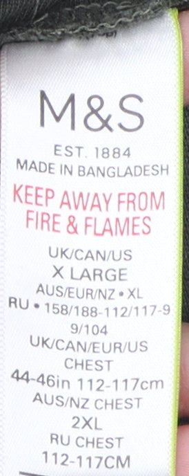 Marks and Spencer Men’s Green Henley T-Shirt, XL, Cotton