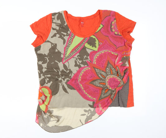 Miss Captain Women's Orange Floral T-Shirt Size 12