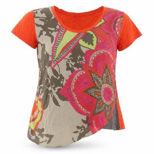 Miss Captain Women's Orange Floral T-Shirt Size 12