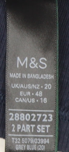 Marks and Spencer Women's Blue Jersey Tank Top Size 20