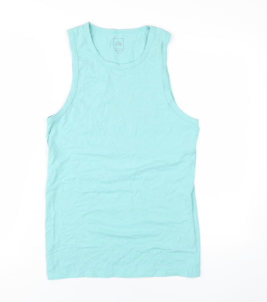 River Island Men's Blue Muscle Fit Sleeveless T-Shirt