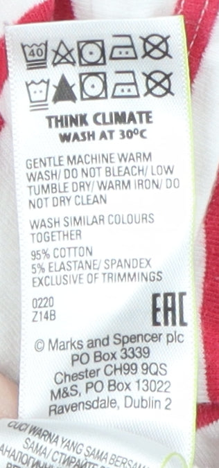Marks and Spencer Women's White Striped T-Shirt Size 10