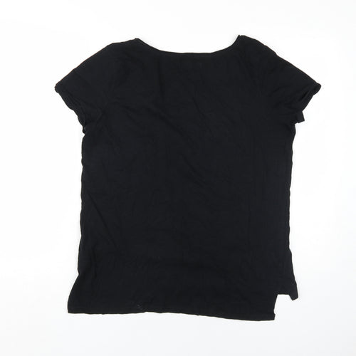 Mohito Women's Black Basic V-Neck T-Shirt Size L