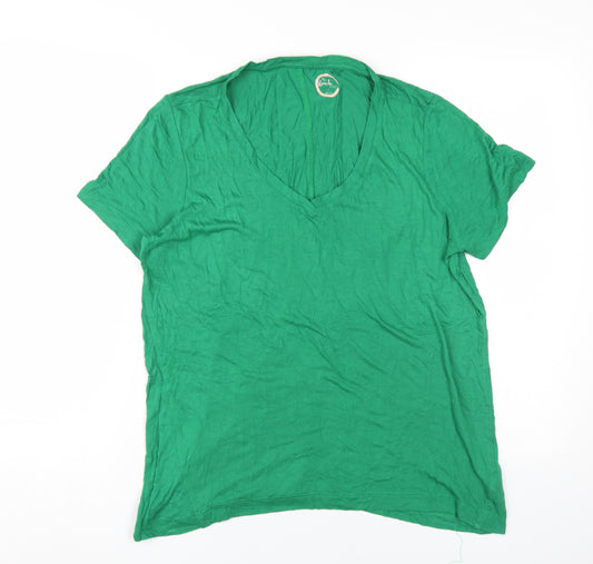 Next Women's Green V-Neck T-Shirt Size 16