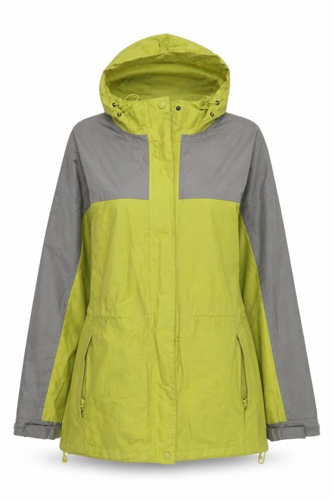 Being Casual Women's Green Grey Hooded Windbreaker Jacket Size 12