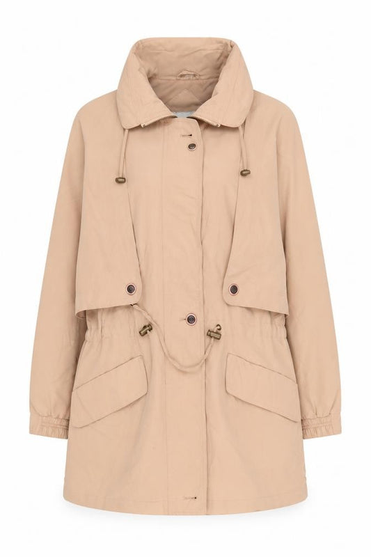 Front view of House of Fraser Women’s Beige Parka Jacket, size UK 10