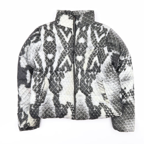 Lasula Women's Grey Animal Print Puffer Jacket L