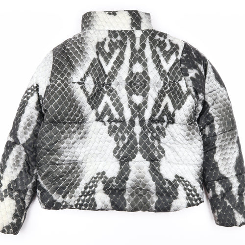 Lasula Women's Grey Animal Print Puffer Jacket L