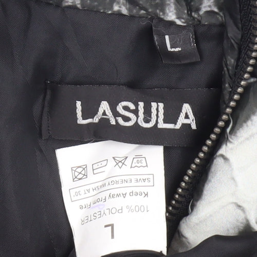 Lasula Women's Grey Animal Print Puffer Jacket L