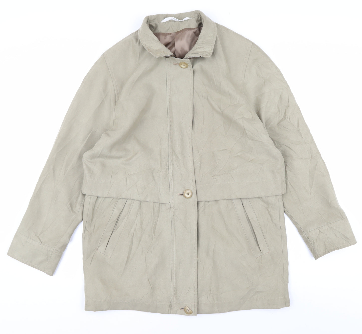 Vintage Marks and Spencer Beige Women's Mid-Length Coat