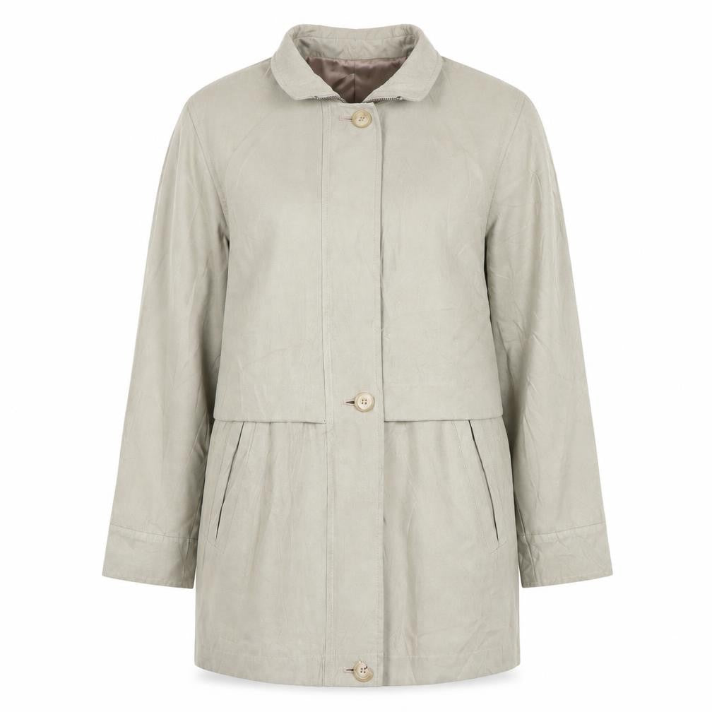 Front view of Vintage Marks & Spencer Beige Women's Mid-Length Coat