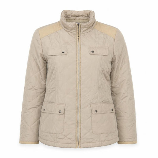 Front view of Autonomy Women's Beige Quilted Jacket, size 12