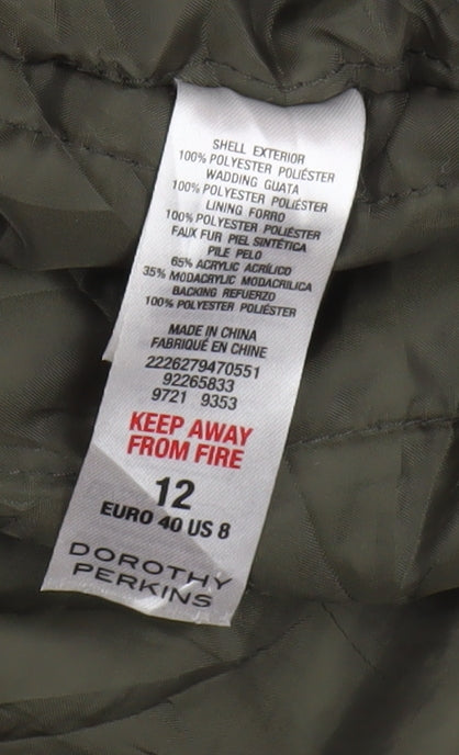 Dorothy Perkins Women's Green Parka Size 12
