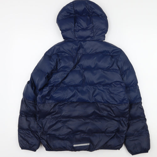 Adidas Boys Blue Puffer Jacket 11-12Y Hooded Winter Coat