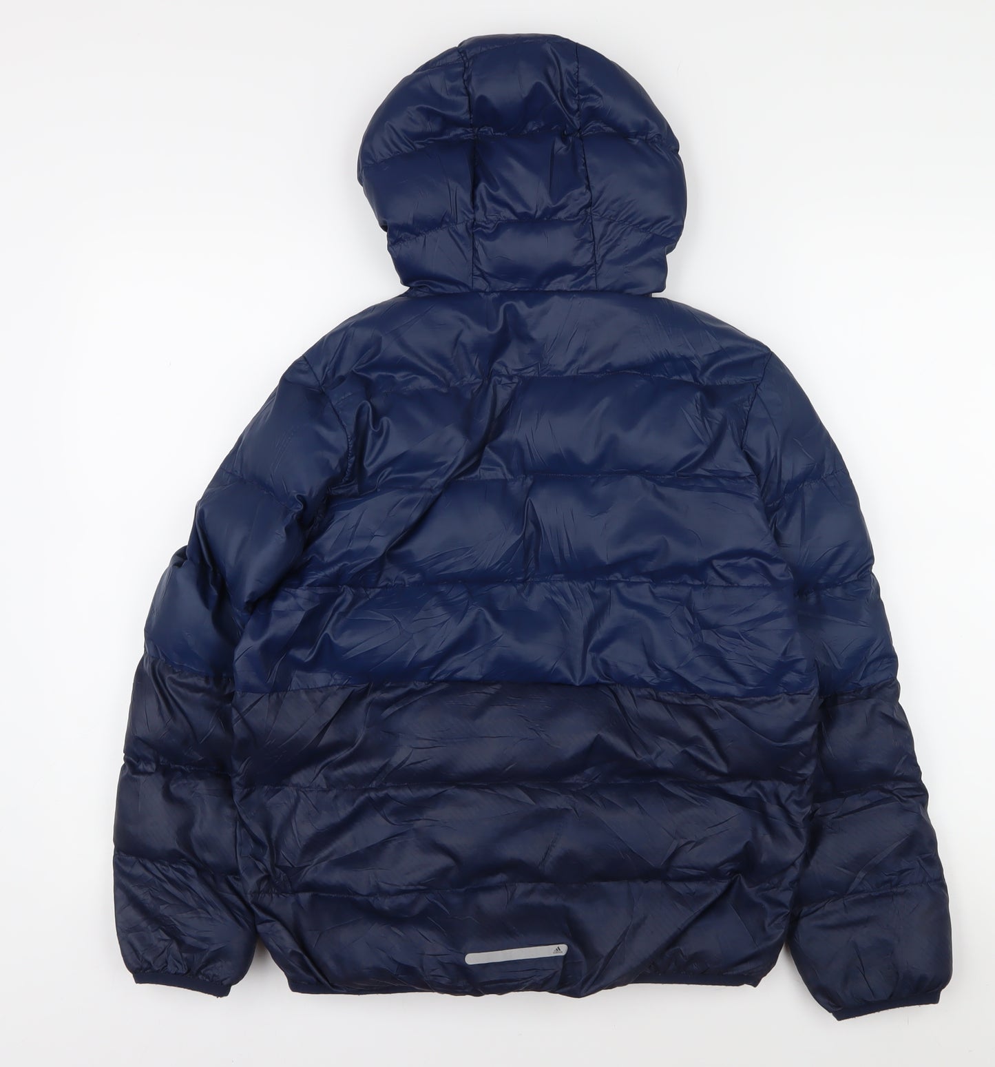 Adidas Boys Blue Puffer Jacket 11-12Y Hooded Winter Coat
