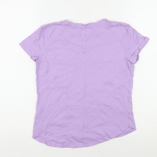 GAP Girls Purple Unicorn Sequin T-Shirt 10-11 Years Cotton
