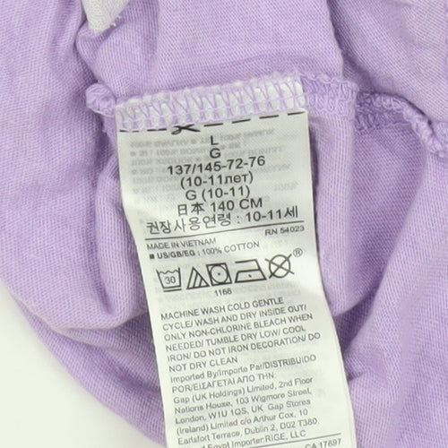 GAP Girls Purple Unicorn Sequin T-Shirt 10-11 Years Cotton