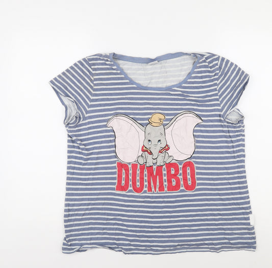 Disney Women’s Dumbo Blue Striped T-Shirt, Size 16